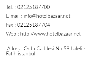 Hotel Bazaar iletiim bilgileri